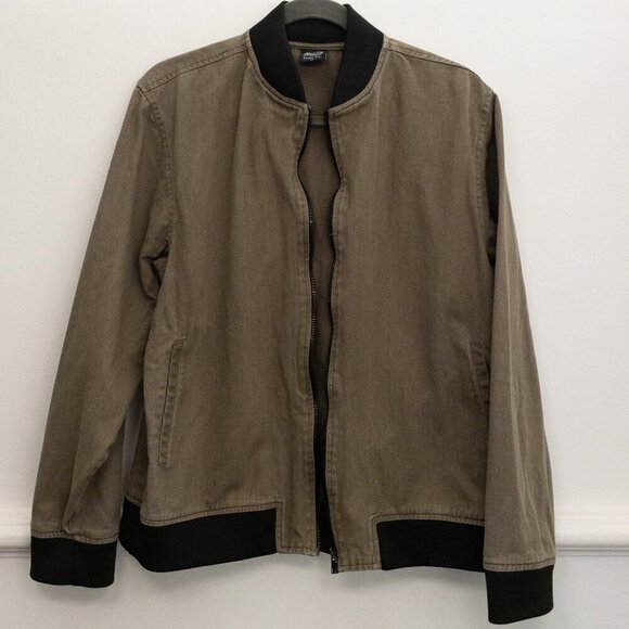 Molokai Surf Co. Bomber Jacket Size M Olive Green Black Trim Zip Casual - Picture 2 of 4